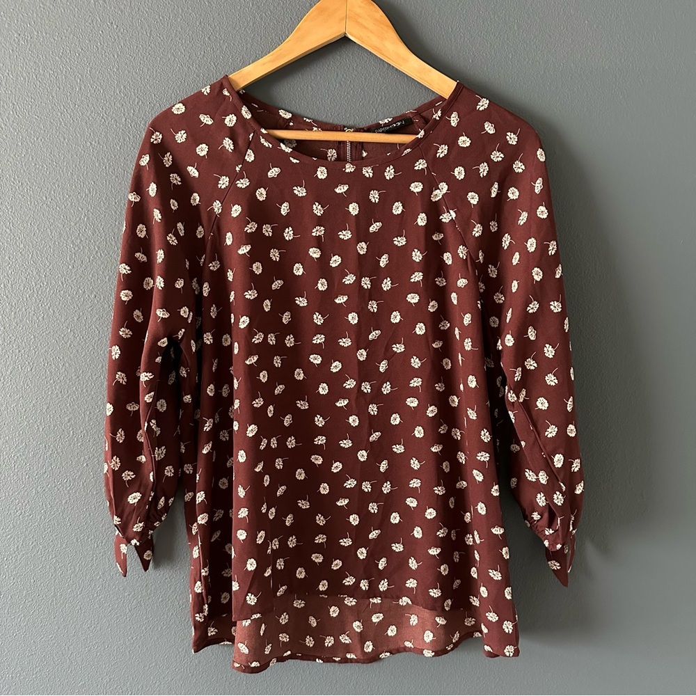 Maroon Floral Women's Top